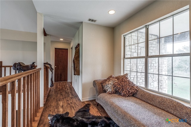 interior space with dark wood-type flooring and plenty of natural light