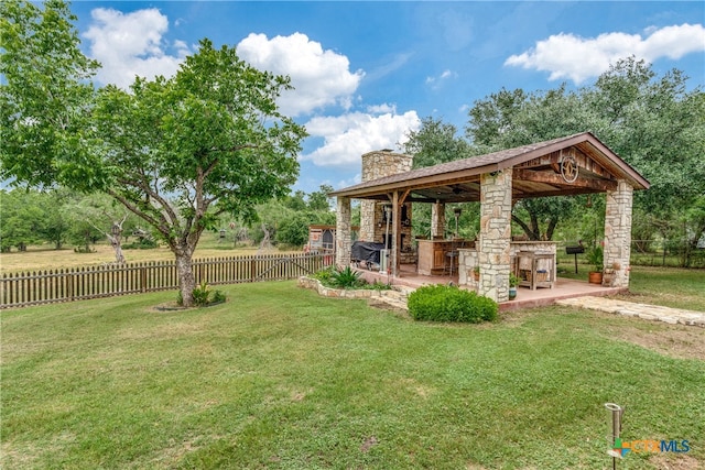 view of yard with a patio area and a gazebo