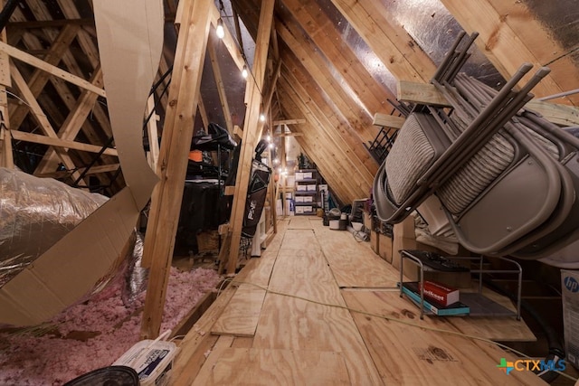 view of unfinished attic