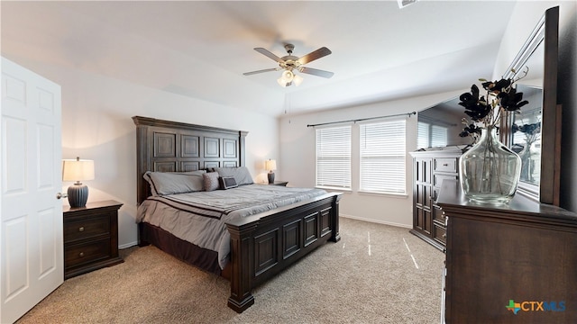 1519 Merritt St, Temple, TX 76504 - bedroom with light colored carpet, baseboards, and a ceiling fan