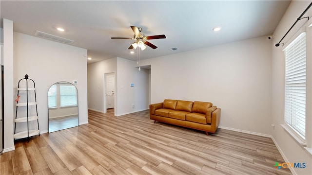 1519 Merritt St, Temple, TX 76504 - unfurnished room featuring ceiling fan, light wood-style flooring, baseboards, and recessed lighting