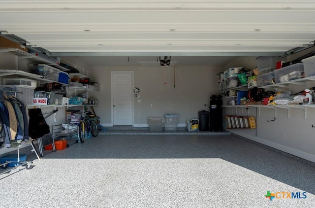 garage with a garage door opener