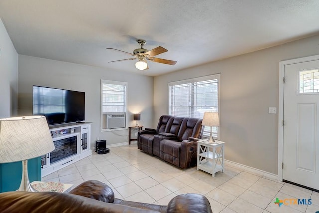 2812 Curlew St, Victoria, TX 77901 - living area with cooling unit, ceiling fan, and light tile patterned flooring