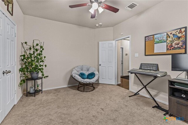 853 Hobby Rd, Copperas Cove, TX 76522 - carpeted home office featuring a ceiling fan and baseboards