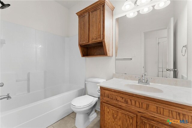 3511 Llano Estacado Ct, Killeen, TX 76549 - full bathroom with tile patterned flooring, toilet, vanity, and shower / bathtub combination