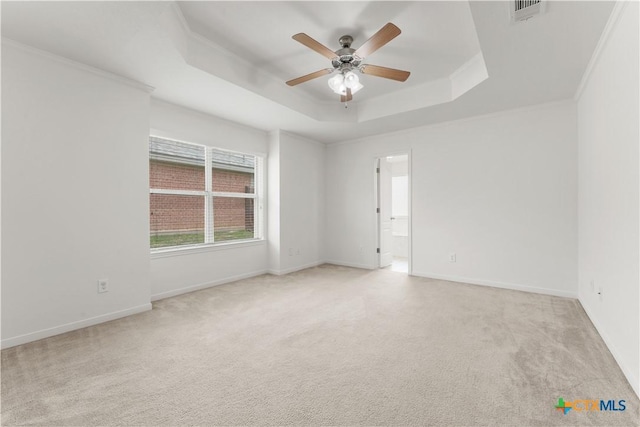 3511 Llano Estacado Ct, Killeen, TX 76549 - unfurnished room featuring a raised ceiling, carpet, ceiling fan, baseboards, and ornamental molding