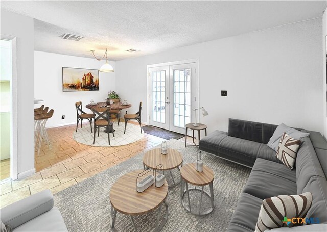 living area with french doors