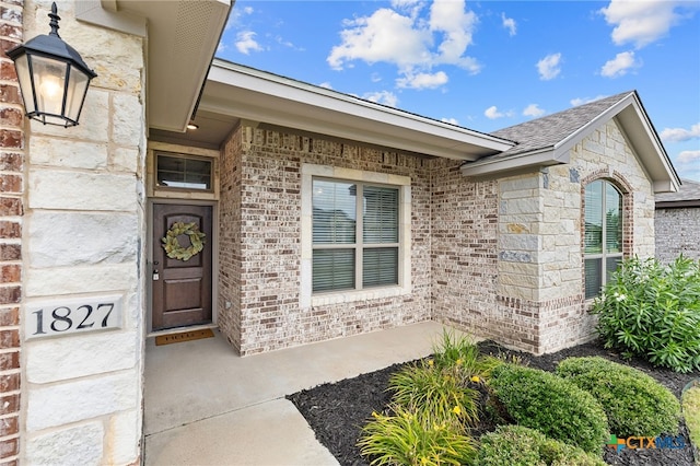 1827 Broken Shoe Trl, Temple, TX 76502 - property entrance with brick siding and a shingled roof
