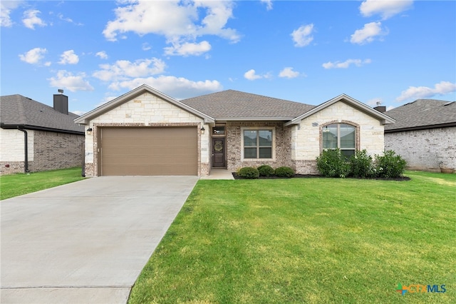 1827 Broken Shoe Trl, Temple, TX 76502 - view of front of home featuring an attached garage, driveway, a front lawn, and a shingled roof