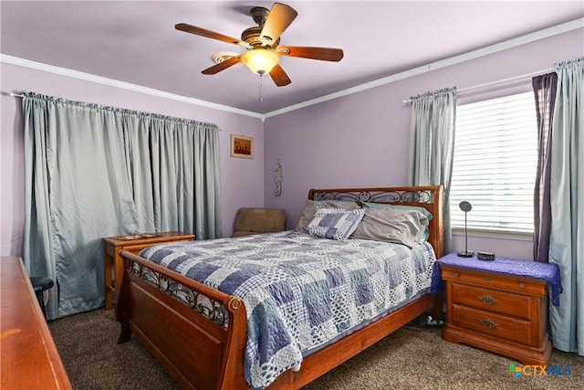 1400 Barbara Ln, Killeen, TX 76549 - carpeted bedroom featuring crown molding and a ceiling fan