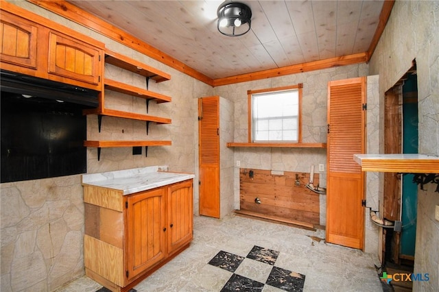 kitchen with wood ceiling