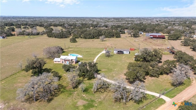 drone / aerial view with a rural view