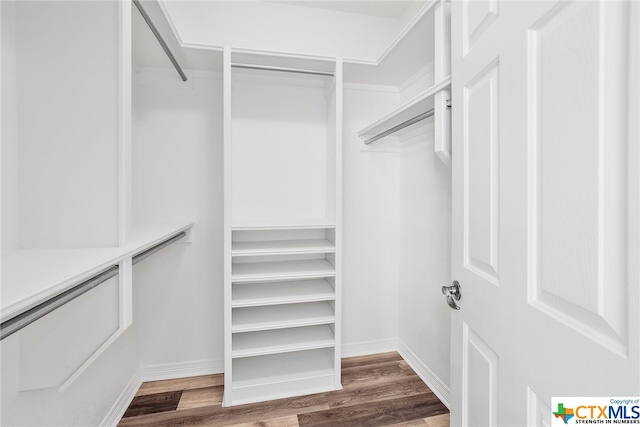 walk in closet featuring hardwood / wood-style floors