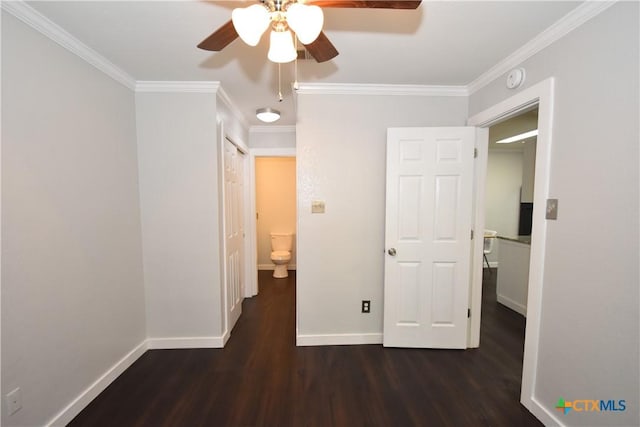 1624 Aquarena Springs Dr Unit G155, San Marcos, TX 78666 - unfurnished bedroom featuring wood finished floors, crown molding, and ceiling fan