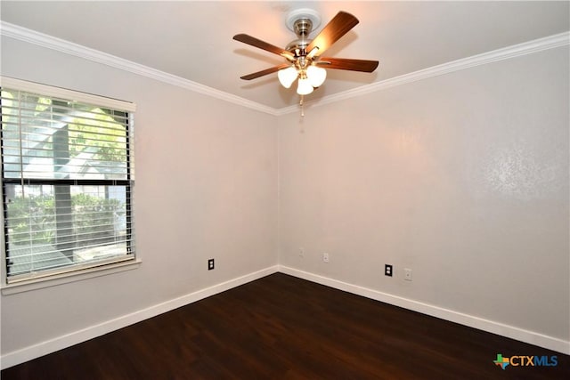 1624 Aquarena Springs Dr Unit G155, San Marcos, TX 78666 - spare room featuring dark wood finished floors, ceiling fan, and ornamental molding