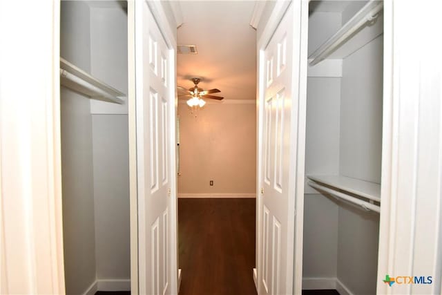 1624 Aquarena Springs Dr Unit G155, San Marcos, TX 78666 - hallway featuring dark wood-style flooring and baseboards