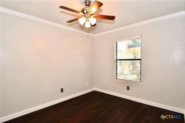 1624 Aquarena Springs Dr Unit G155, San Marcos, TX 78666 - spare room with dark wood-style flooring, a ceiling fan, and crown molding
