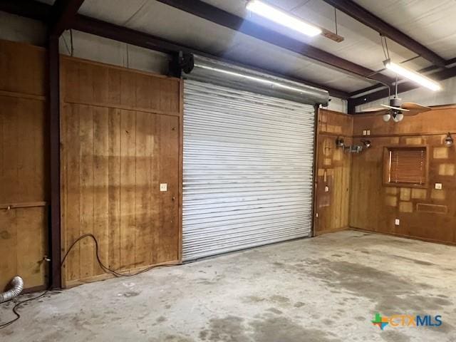 garage with wooden walls