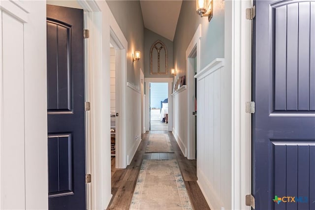 77 Sailfish Lndg, Port Lavaca, TX 77979 - corridor with wood finished floors and vaulted ceiling