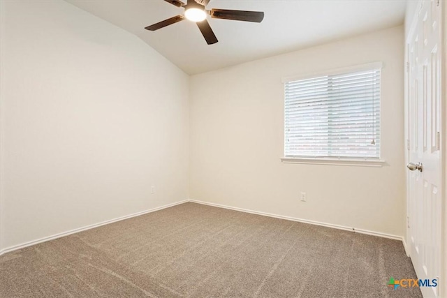 1328 Blue Leaf Dr, Temple, TX 76502 - carpeted spare room with baseboards, a ceiling fan, and lofted ceiling