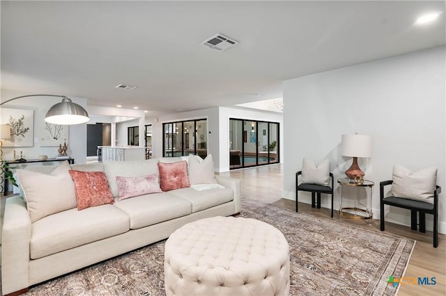 9 Mission Trce, New Braunfels, TX 78130 - living area featuring light wood-style floors and recessed lighting