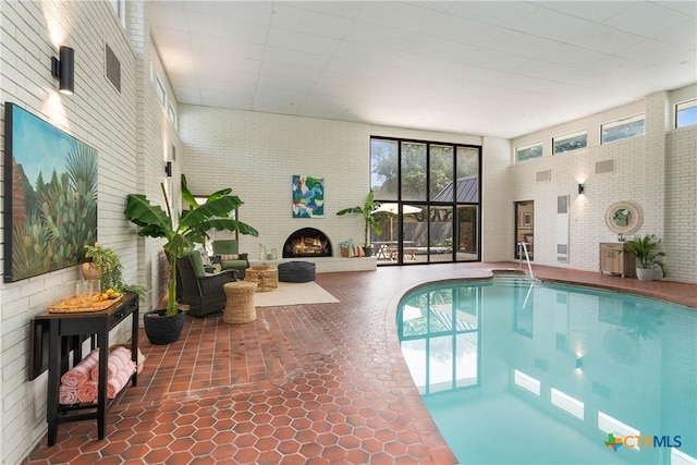 9 Mission Trce, New Braunfels, TX 78130 - indoor pool with a fireplace