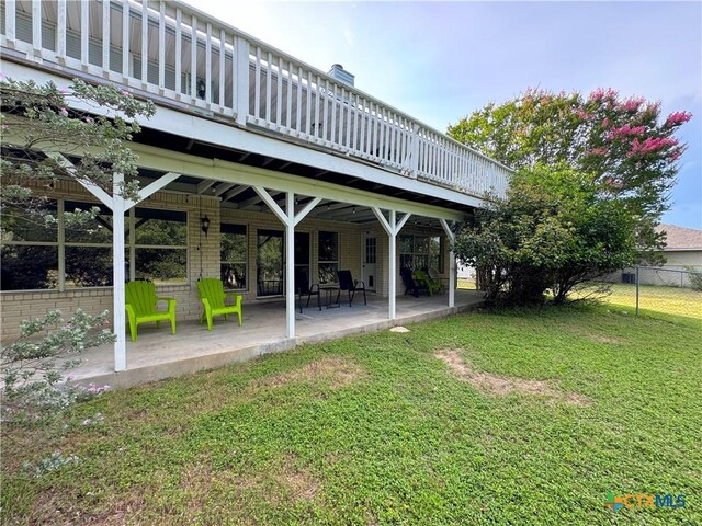 149 Gallagher Dr, Canyon Lake, TX 78133 - view of yard with a patio area and a wooden deck