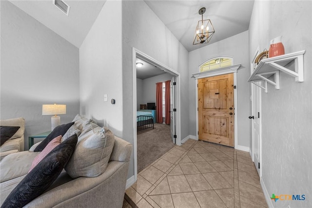 10103 Taylor Renee Dr, Killeen, TX 76542 - entrance foyer featuring a chandelier, light tile patterned floors, and high vaulted ceiling