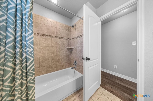 10103 Taylor Renee Dr, Killeen, TX 76542 - full bathroom featuring shower / bathtub combination with curtain and tile patterned floors