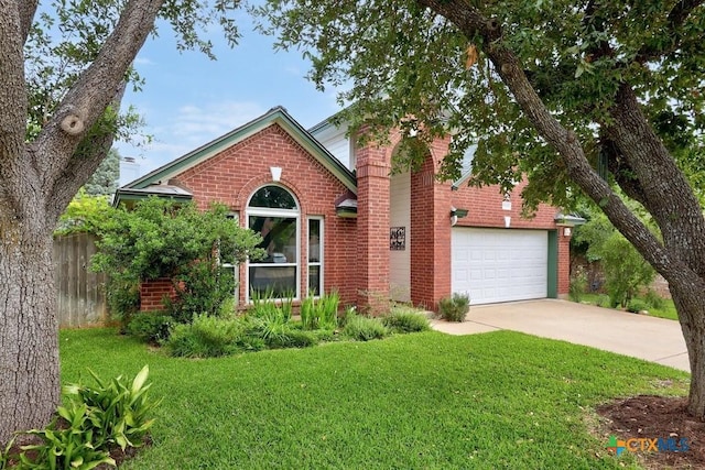 9100 Brimstone Ln, Austin, TX 78717 - view of front of home featuring brick siding, concrete driveway, and a garage