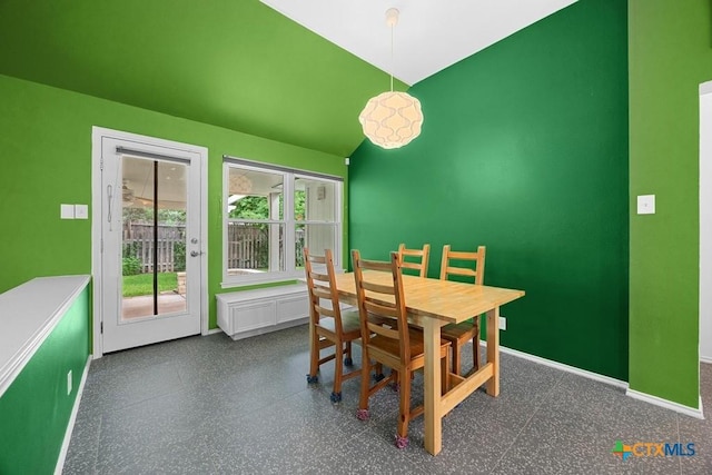9100 Brimstone Ln, Austin, TX 78717 - dining area with baseboards and vaulted ceiling
