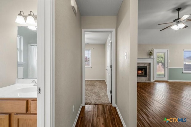 1117 Branchwood Way, Temple, TX 76502 - hall featuring dark wood-type flooring and baseboards
