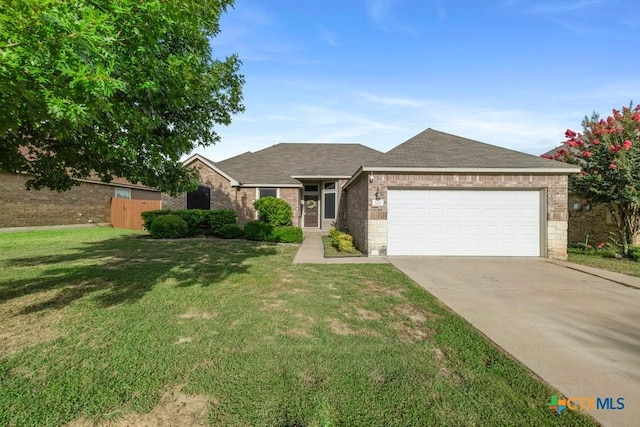 1117 Branchwood Way, Temple, TX 76502 - ranch-style house featuring a garage, concrete driveway, brick siding, stone siding, and a shingled roof
