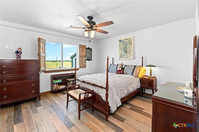 463 County Road 436, Thorndale, TX 76577 - bedroom with light wood-type flooring, a ceiling fan, and baseboards