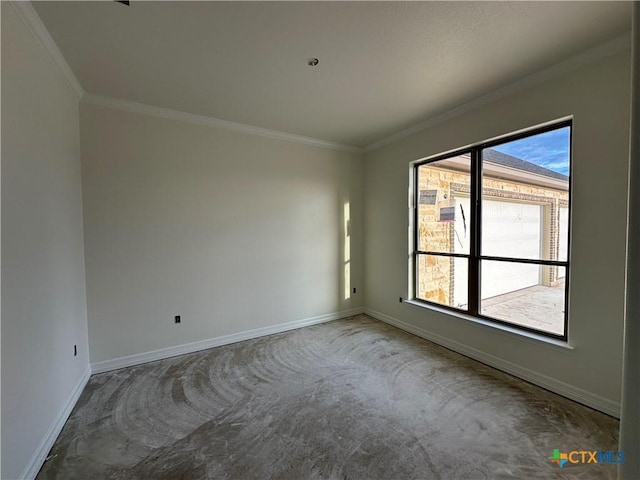 unfurnished room featuring crown molding