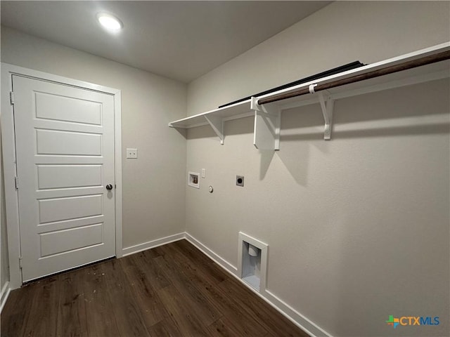 907 James Parker Cir, Killeen, TX 76542 - laundry area with electric dryer hookup, gas dryer hookup, washer hookup, and dark wood-style floors