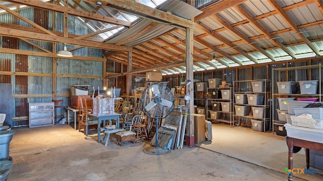 garage featuring metal wall