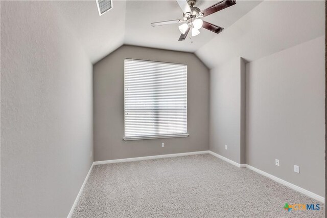 1202 Jester Ct, Copperas Cove, TX 76522 - additional living space with healthy amount of natural light, carpet, ceiling fan, and lofted ceiling