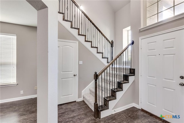 1202 Jester Ct, Copperas Cove, TX 76522 - entrance foyer featuring plenty of natural light, dark wood-style floors, and a high ceiling