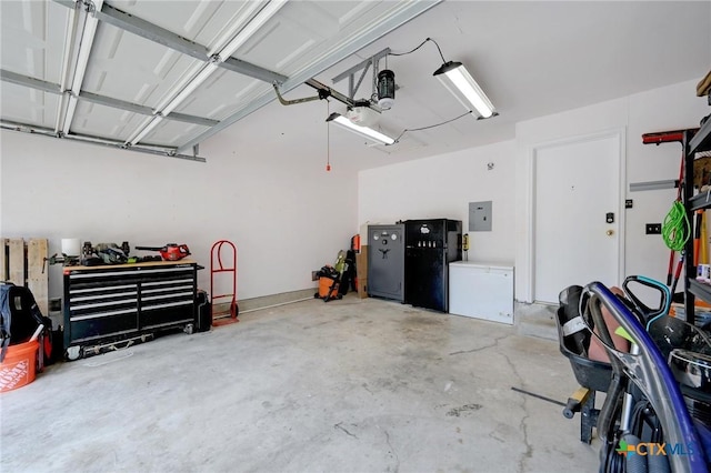 7410 Tom Watson Ct, San Antonio, TX 78244 - garage with electric panel and a garage door opener