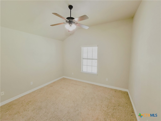 6409 Jovana Dr, Killeen, TX 76542 - spare room with ceiling fan, lofted ceiling, and light carpet