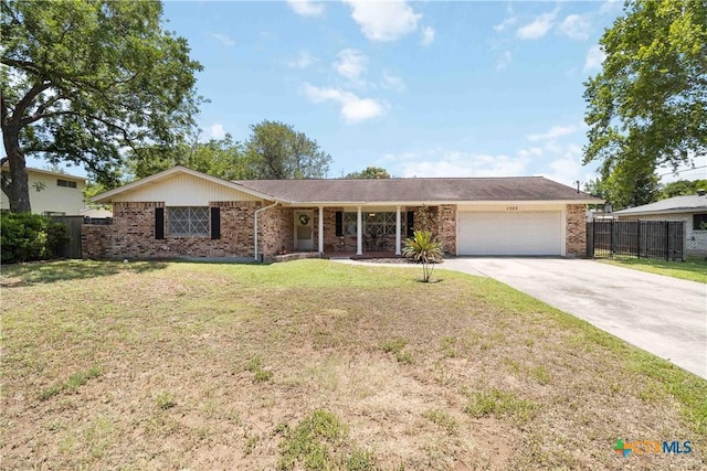 1322 Rivercrest Dr, New Braunfels, TX 78130 - single story home with brick siding, a garage, driveway, and a porch