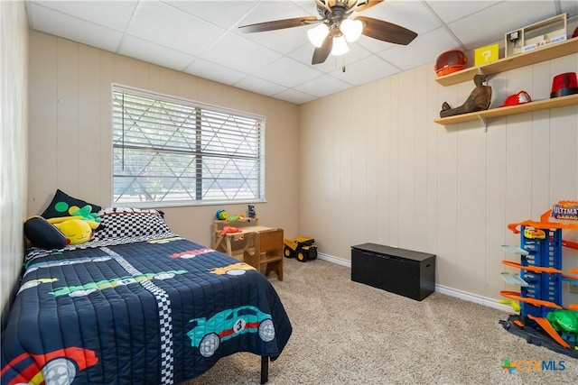 1322 Rivercrest Dr, New Braunfels, TX 78130 - carpeted bedroom featuring a paneled ceiling and a ceiling fan