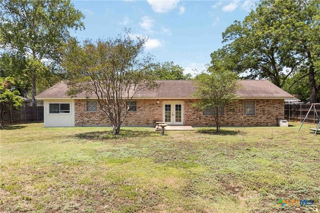 1322 Rivercrest Dr, New Braunfels, TX 78130 - rear view of house featuring french doors and brick siding