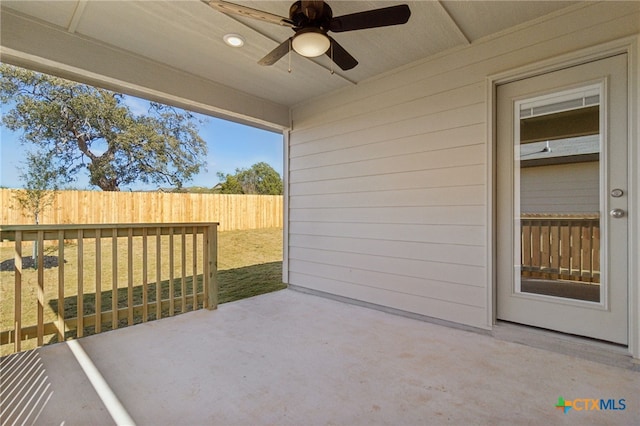 view of patio with ceiling fan