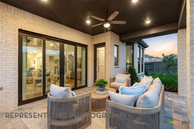 221 Dycus Bnd, Liberty Hill, TX 78642 - view of patio / terrace with a ceiling fan and an outdoor living space