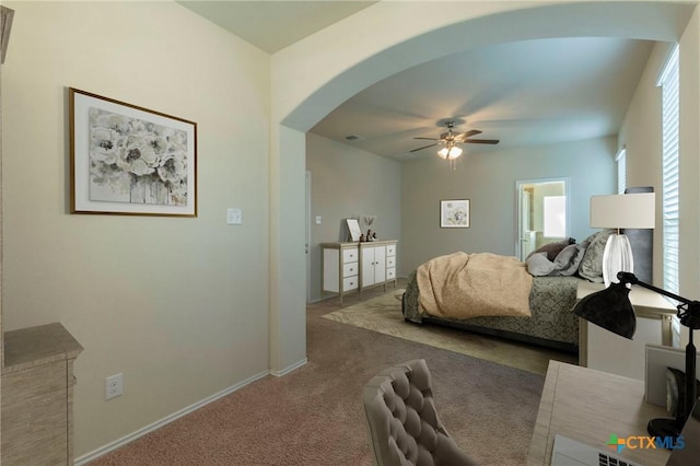 bedroom with carpet flooring and ceiling fan