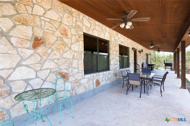 view of patio / terrace with ceiling fan