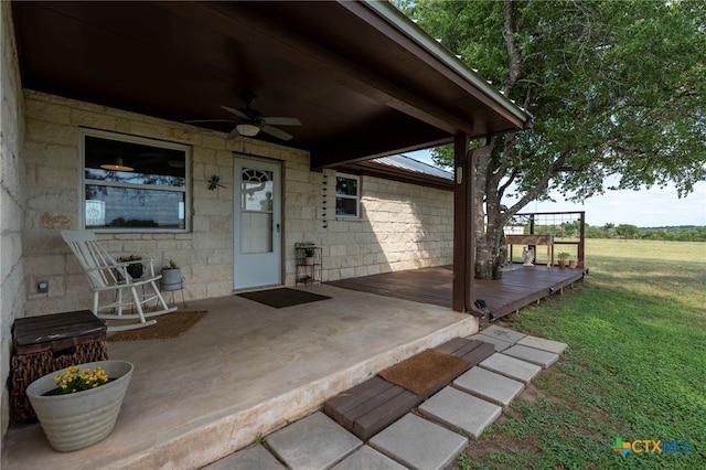 1975 Taylorsville Rd, Red Rock, TX 78662 - view of patio featuring a wooden deck and ceiling fan