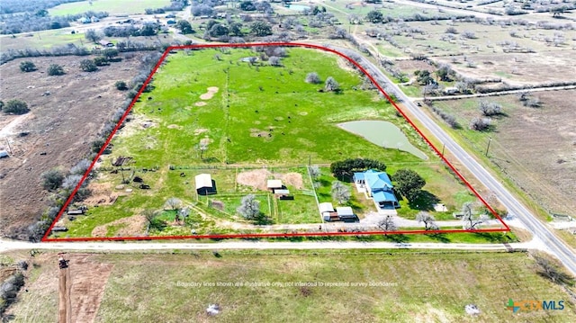 aerial view with a rural view